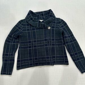 Christian Siriano Navy and White Plaid Jacket